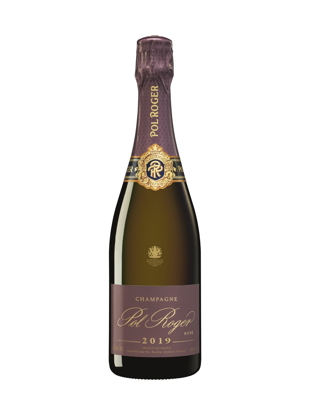 Bottle of Pol Roger Vintage Rosé 2019 champagne